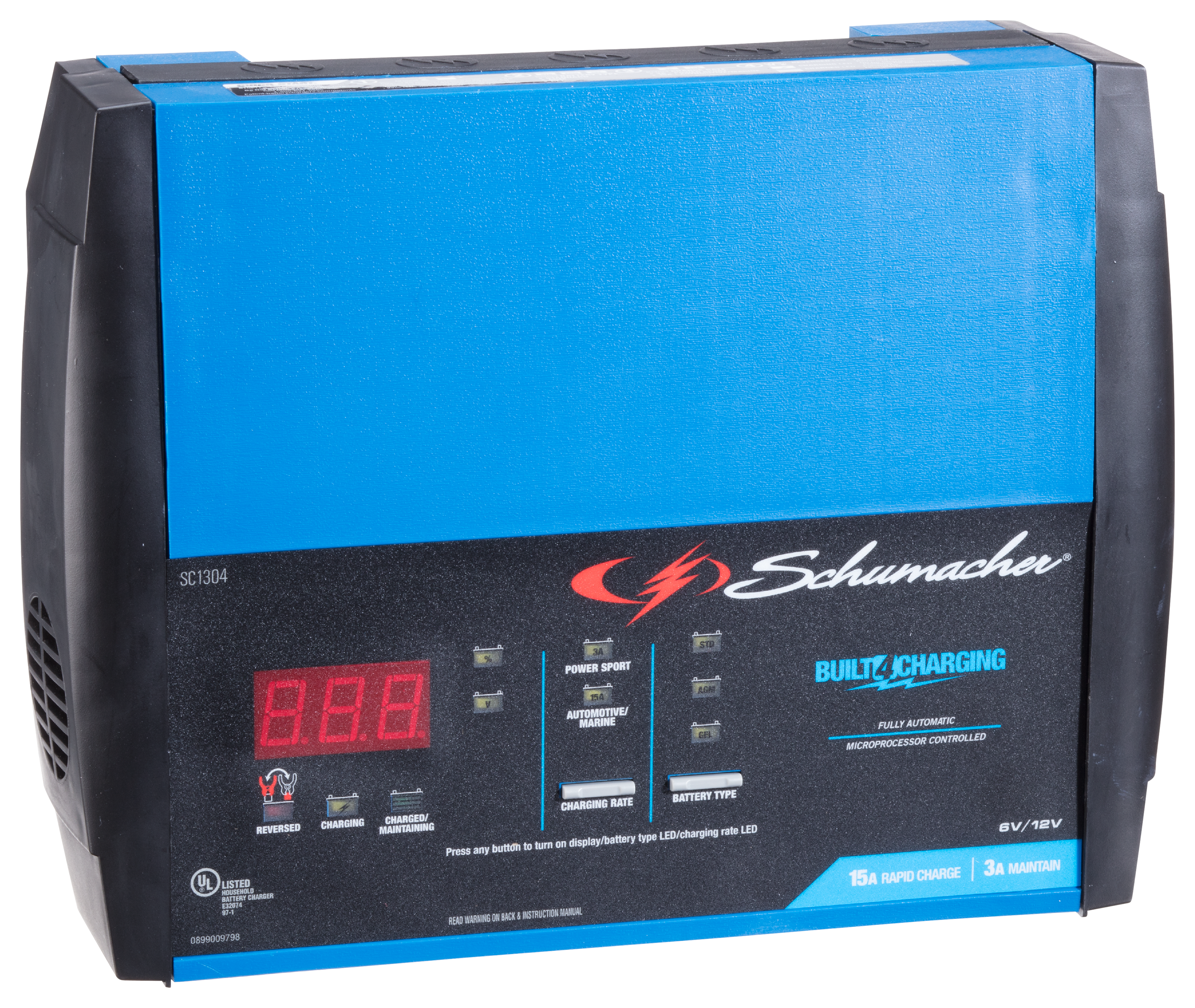 Schumacher 15A Rapid Charge 3A Maintain 6V/12V Fully Automatic Battery